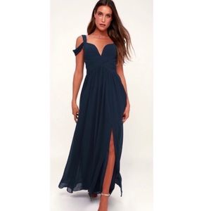 Lulus Navy Ocean of Elegance Maxi dress Medium